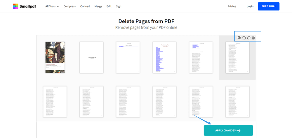 SmallPDF Delete PDF Pages